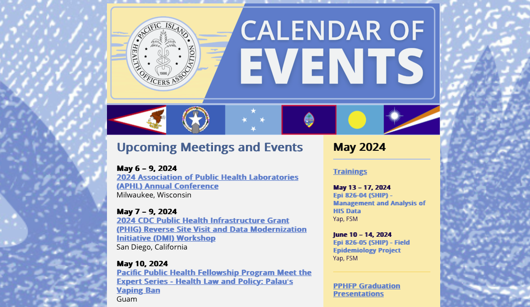 PIHOA E-Blast: Calendar of Events – May 2024